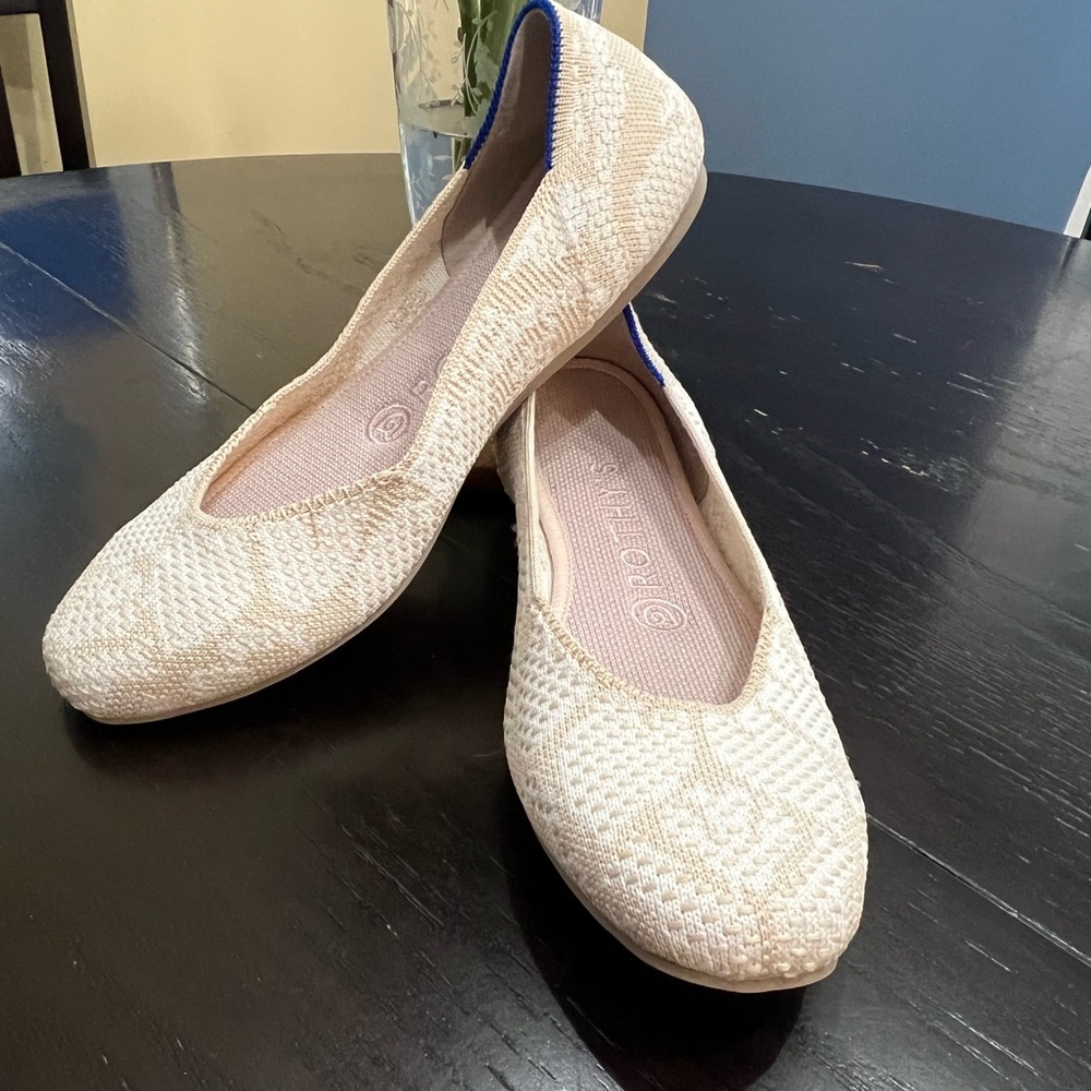 Rothy's Lily The Square Toe White Cream Ballet Flats Sz 6.5